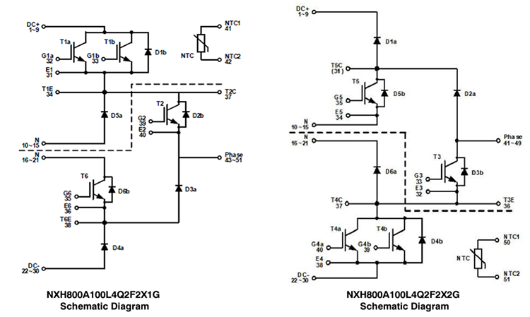 Schematic - onsemi NXH800A100L4Q2F2xxG 3-Level ANPC Q2Pack Modules